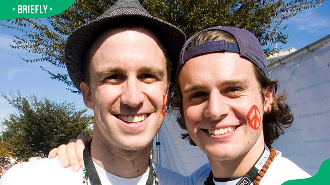 Gavin Creel and Jonathan Groff during the National Equality March