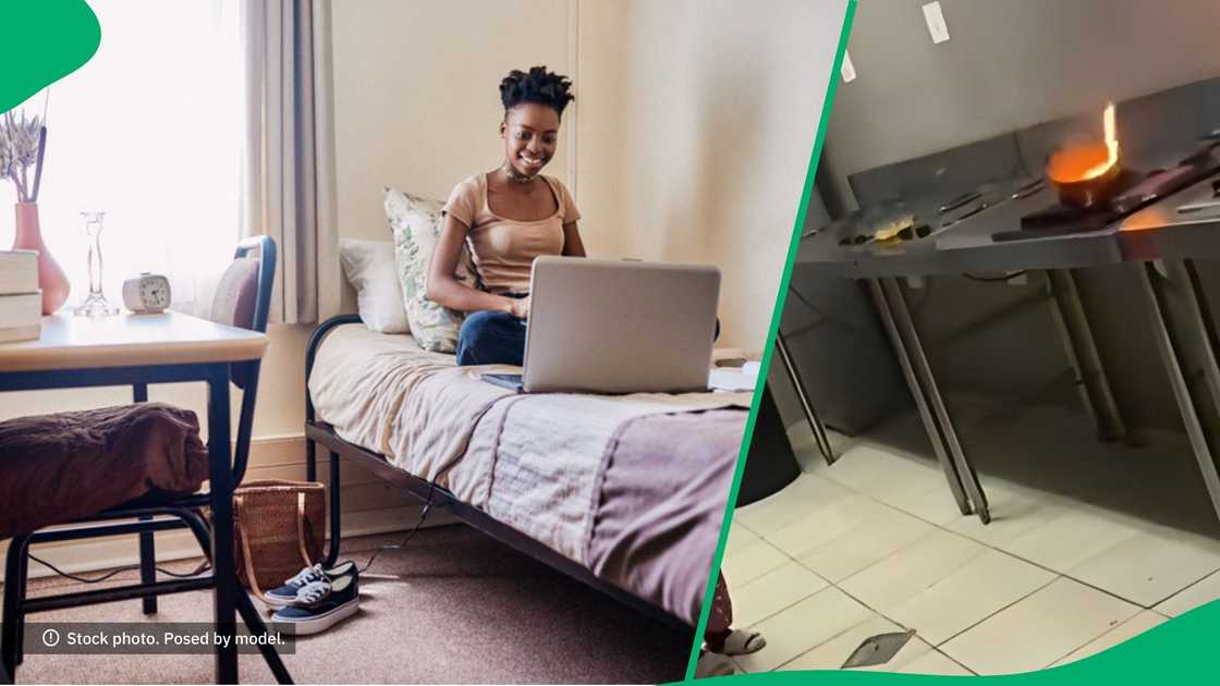 Ladies struggle with kitchen fire