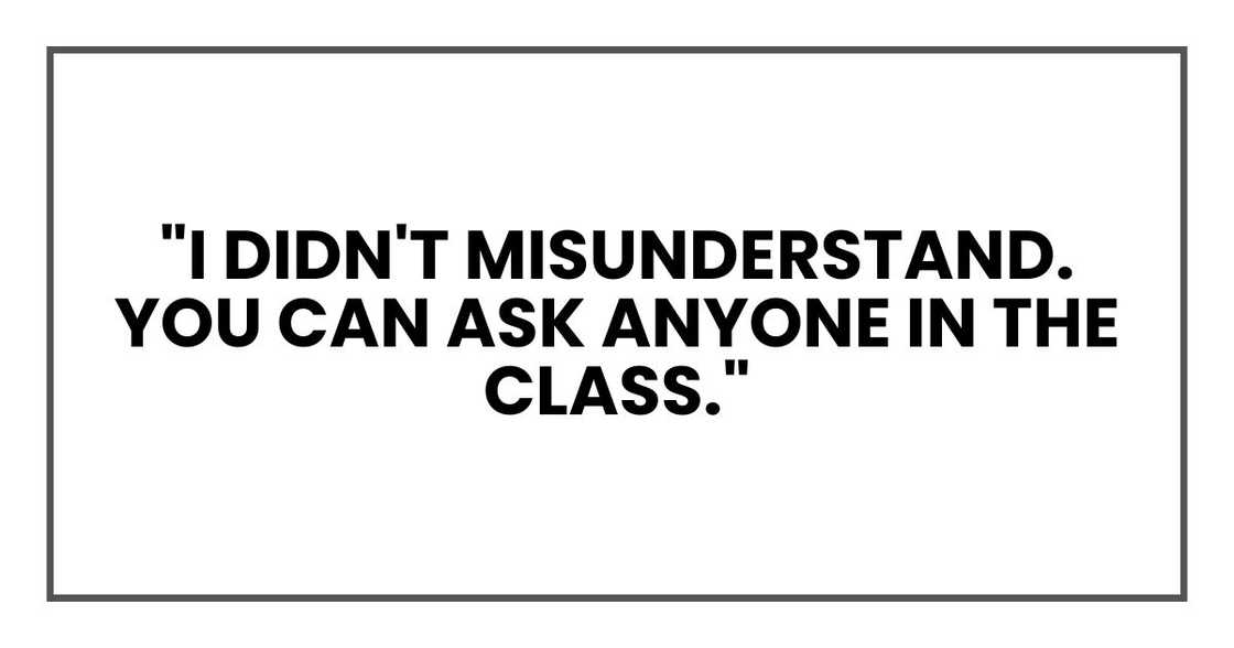 "I didn't misunderstand. You can ask anyone in the class."