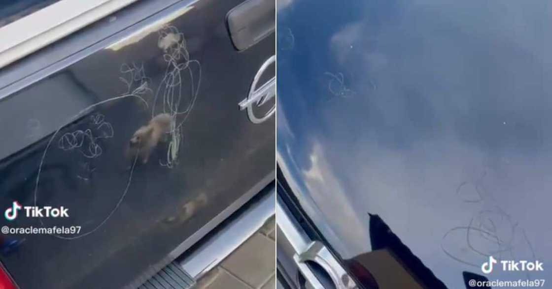 Opel scracthed by child Opel scracthed by child