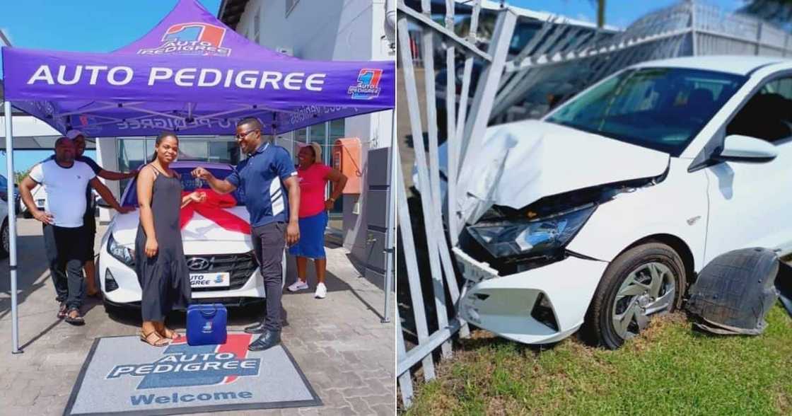 Woman crashes new Hyundai in parking lot Woman crashes new Hyundai in parking lot