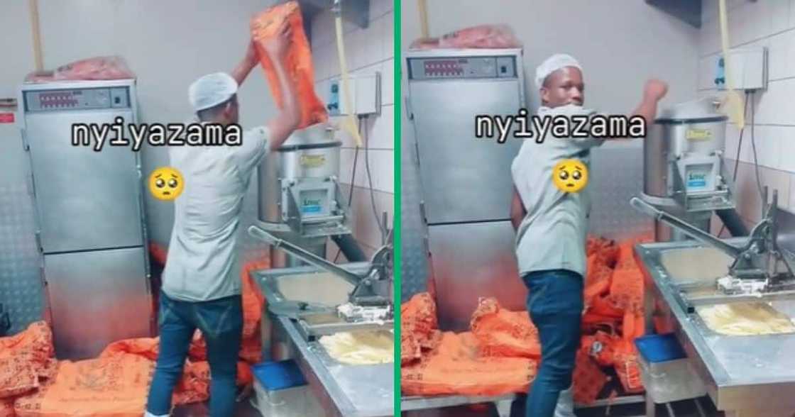 TikTok video shows man peeling potatoes in batches TikTok video shows man peeling potatoes in batches