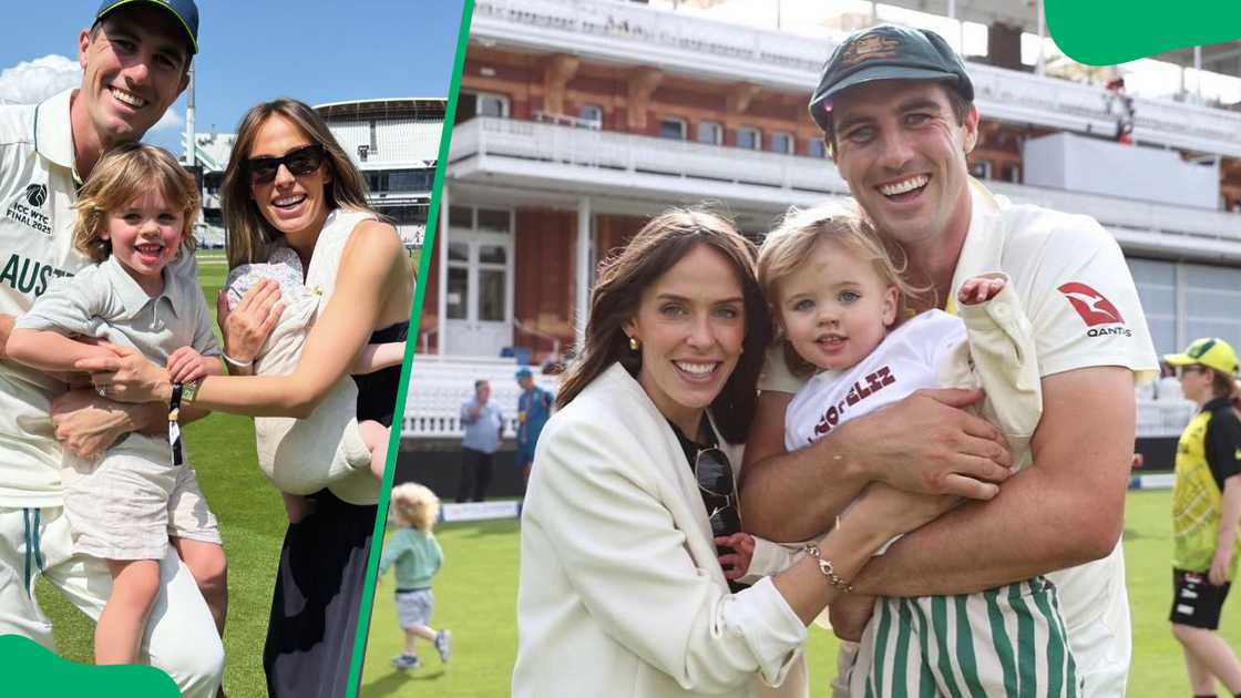 Becky Boston and Pat Cummins with their children, Edi and Albie