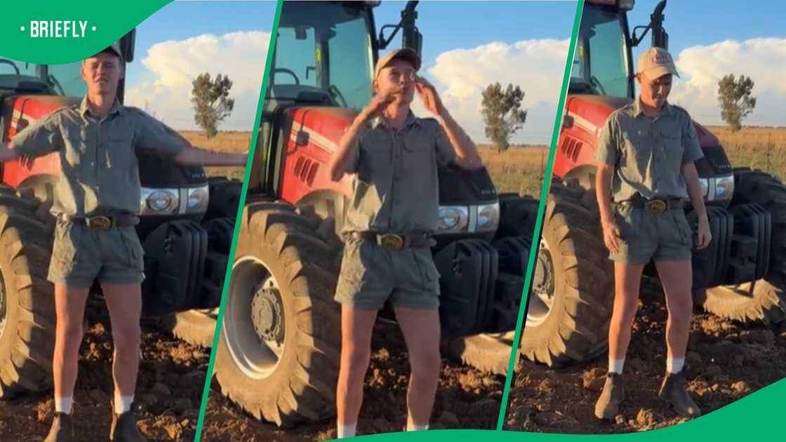 A teenage boy dances to amapiano on the farm. A teenage boy dances to amapiano on the farm.