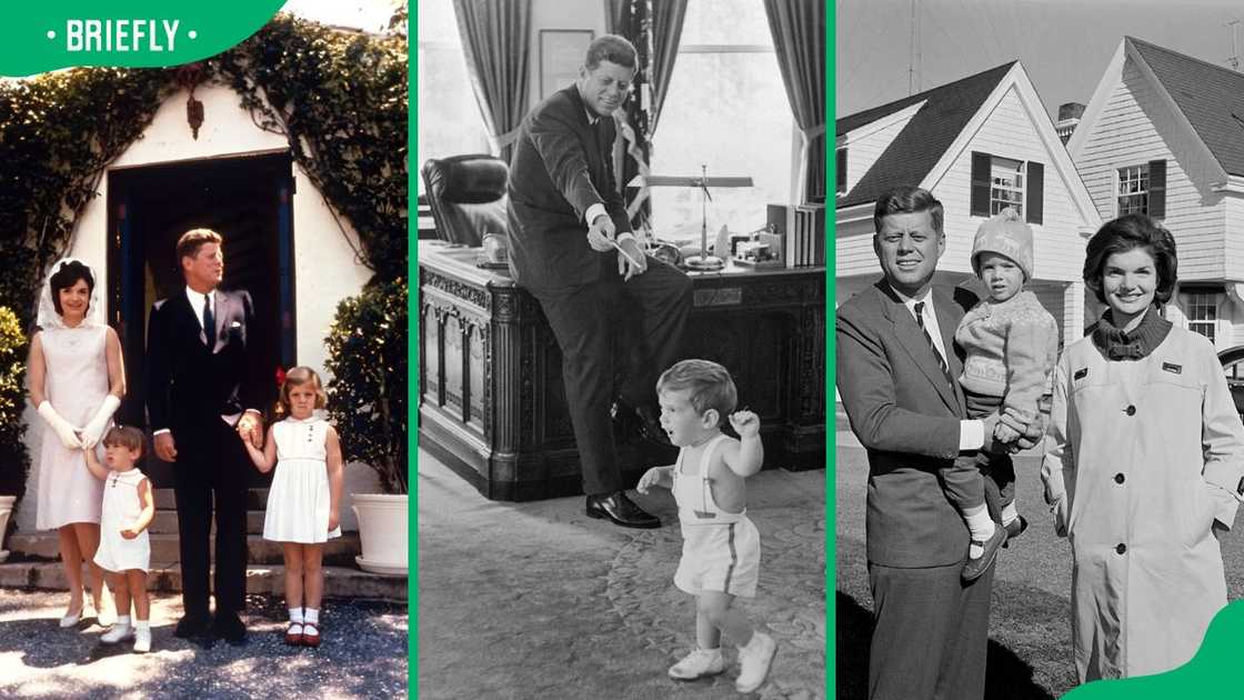 Jackie and John Kennedy with their children, Caroline and John Jr.