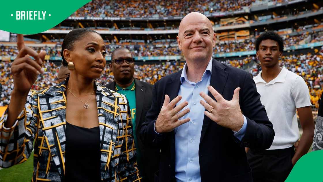 Patrice Motsepe, Jessica Motaung, Gianni Infantino, FIFA Patrice Motsepe, Jessica Motaung, Gianni Infantino, FIFA