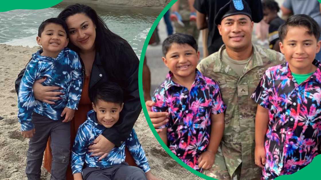 Kalani Faagata and Asuelu Pulaa with their sons, Kennedy and Oliver.