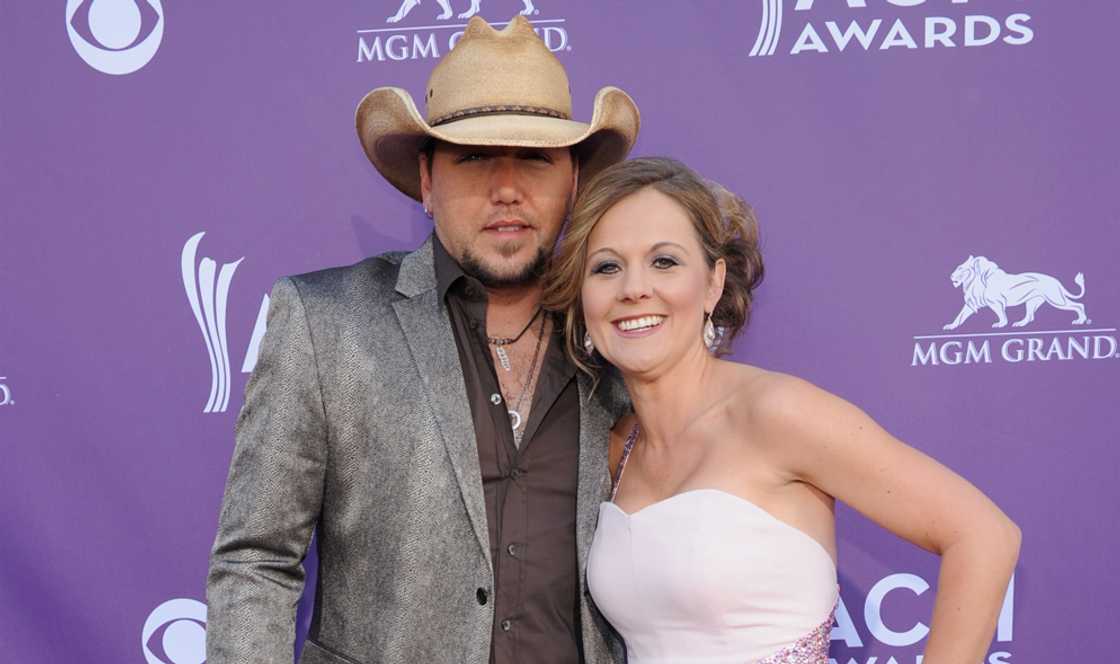 Singer Jason Aldean and Jessica Aldean arrive at the Annual Academy of Country Music Awards held at the MGM Grand Garden Arena