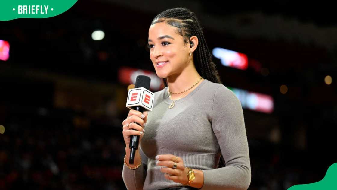 Sports reporter Andraya Carter at a 2022 game between the Maryland Terrapins and the UConn Huskies