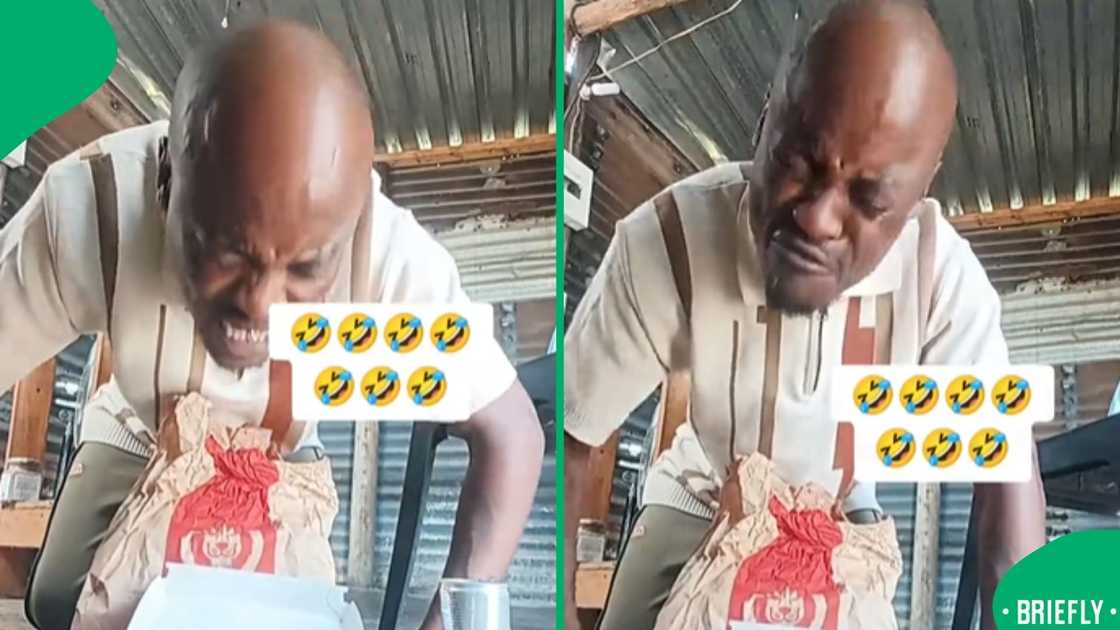 The visual showed a communicating with his ancestors using chicken and energy drink