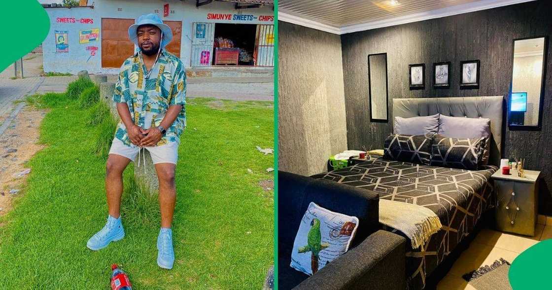 A man transformed his small, bare one-room apartment into a stylish bachelor pad A man transformed his small, bare one-room apartment into a stylish bachelor pad