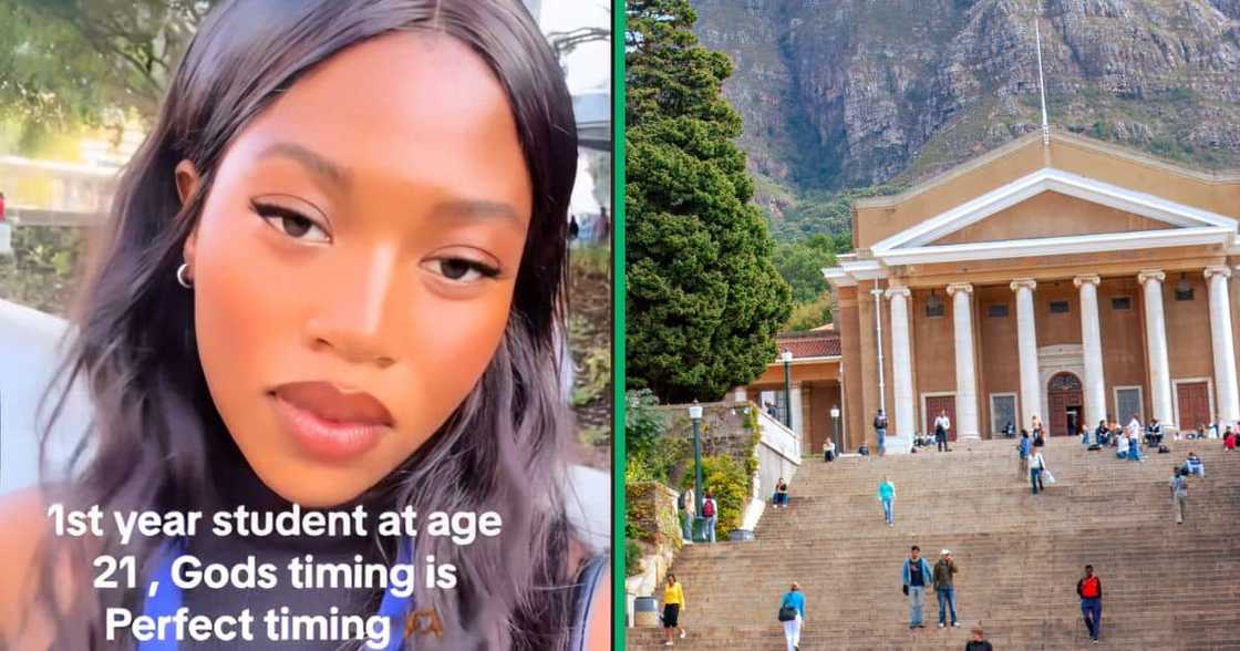 A young lady posted a TikTok video celebrating starting university at 21. She said God's timing is perfect. A young lady posted a TikTok video celebrating starting university at 21. She said God's timing is perfect.
