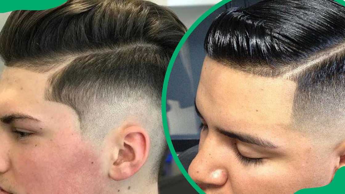 Short-comb over with temple fade Short-comb over with temple fade