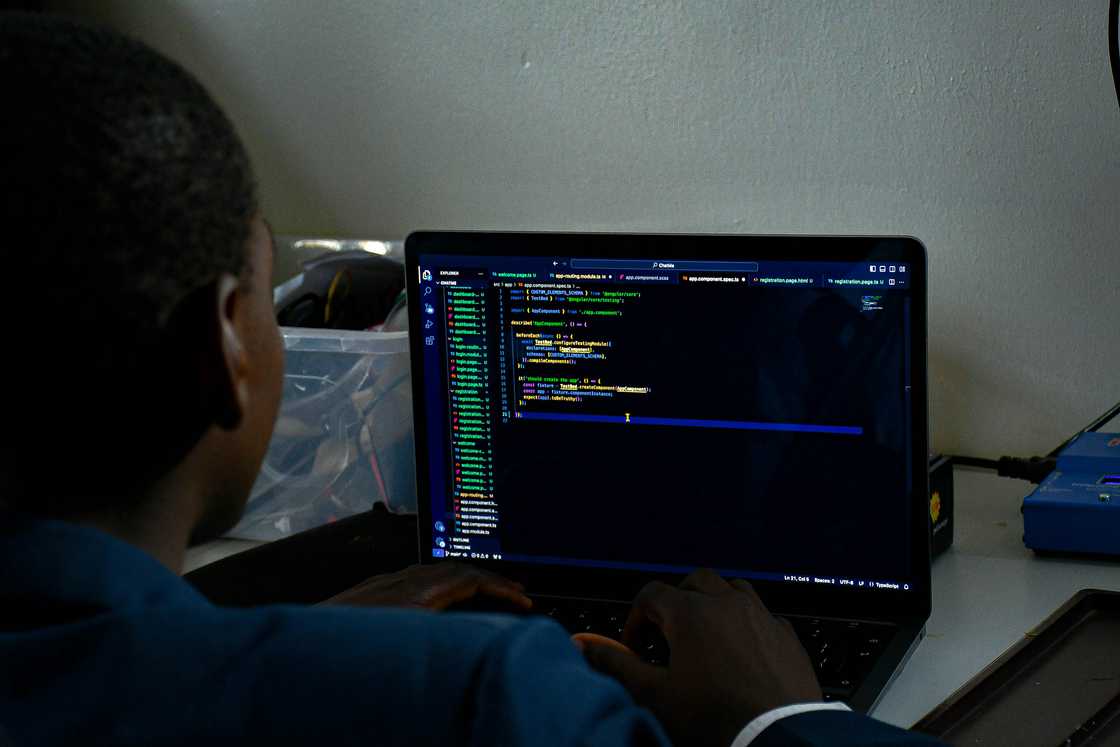 A student coding A student coding