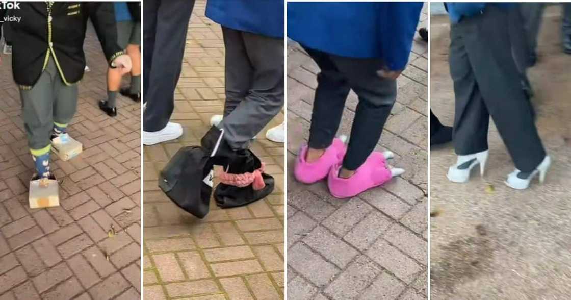 School learners wore anything but school shoes in a TikTok video. School learners wore anything but school shoes in a TikTok video.