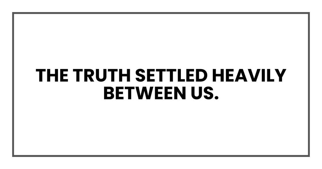 THE TRUTH SETTLED HEAVILY BETWEEN US