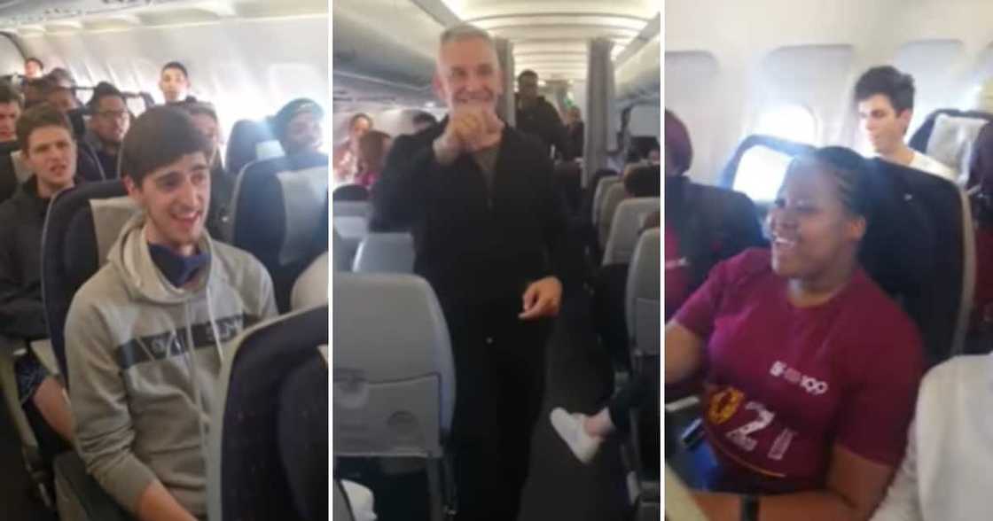 Stellenbosch University Choir preforming an a SAA flight