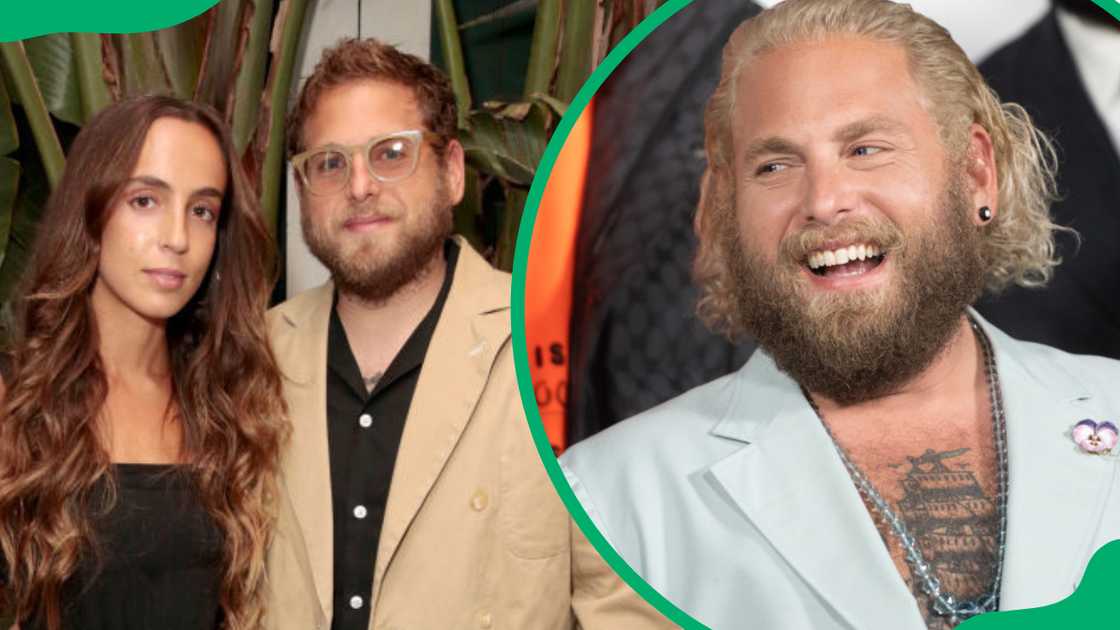 Gianna Santos and Jonah Hill at San Vicente Bungalows in 2019 (L). Jonah Hill at the Lincoln Centre in 2021 (R) Gianna Santos and Jonah Hill at San Vicente Bungalows in 2019 (L). Jonah Hill at the Lincoln Centre in 2021 (R)