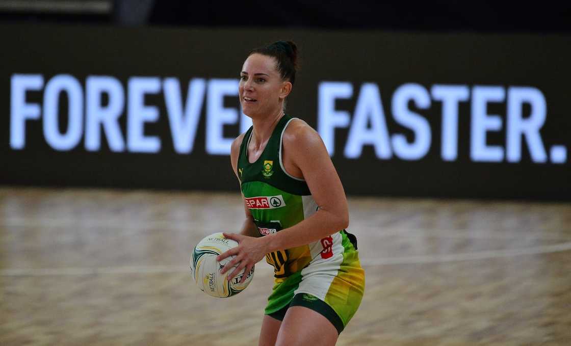 Van der Merwe during the Netball Quad Series match between South Africa and New Zealand at Cape Town ICC in January 2023. Van der Merwe during the Netball Quad Series match between South Africa and New Zealand at Cape Town ICC in January 2023.