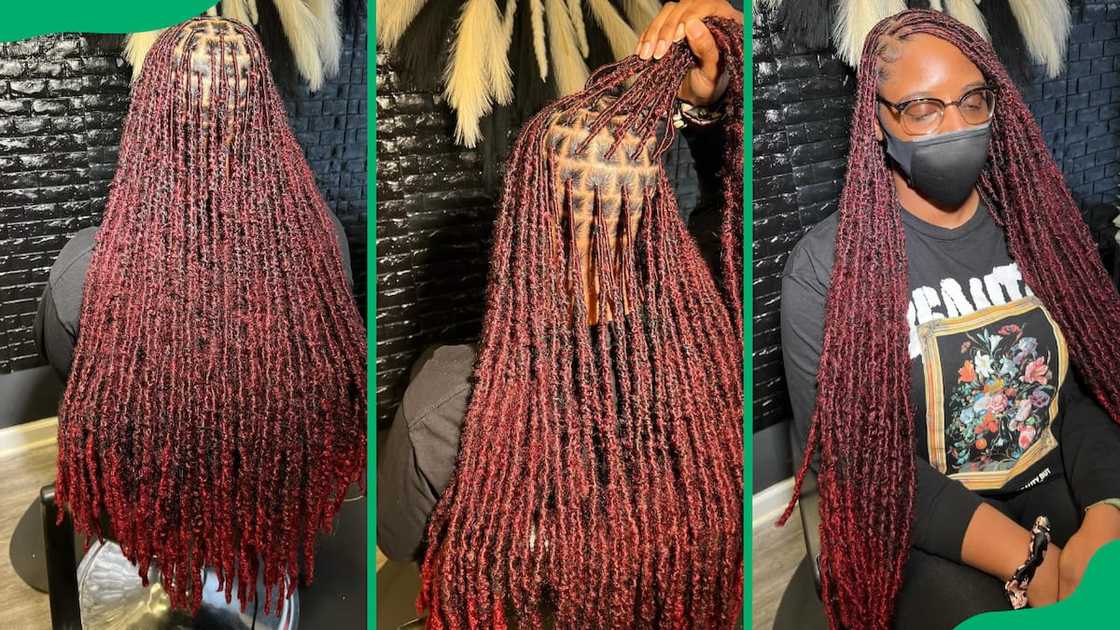 Long red butterfly locs Long red butterfly locs