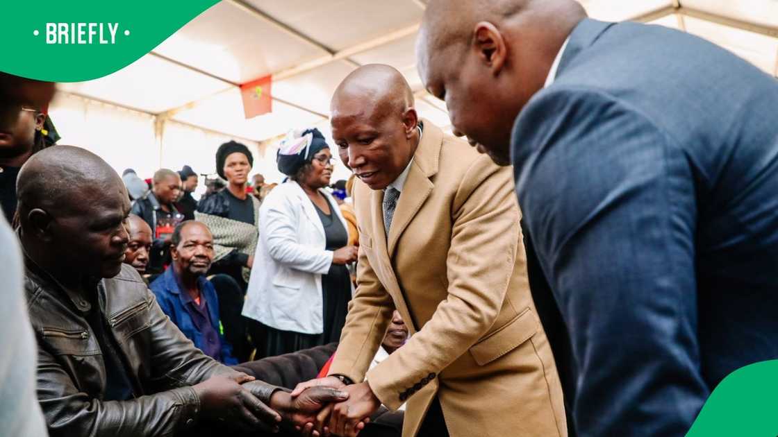 EFF president Julius Malema greeted family members who lost relatives during the horrific bus crash which killed EFF members EFF president Julius Malema greeted family members who lost relatives during the horrific bus crash which killed EFF members