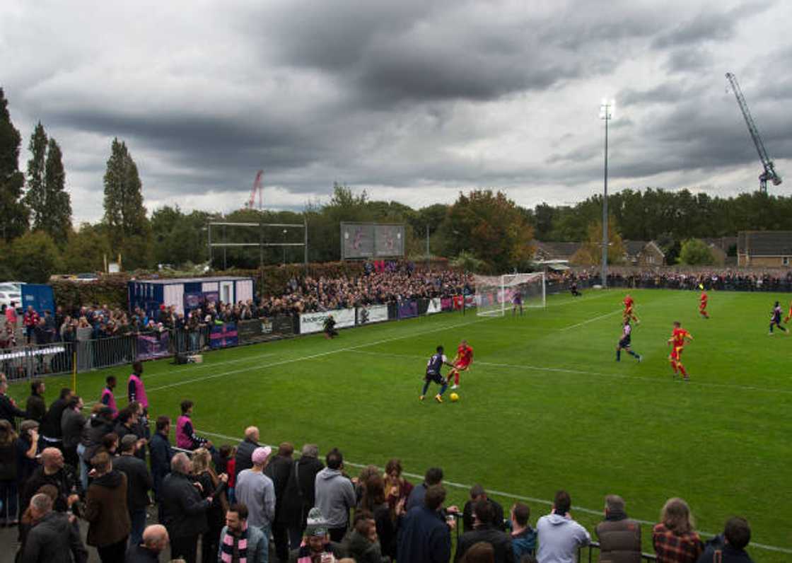 A Isthmian Premier League match in London. A Isthmian Premier League match in London.