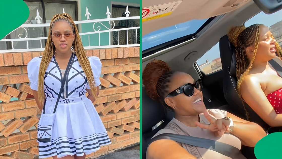 A TikTok video shows a woman celebrating her friend buying a new car. A TikTok video shows a woman celebrating her friend buying a new car.