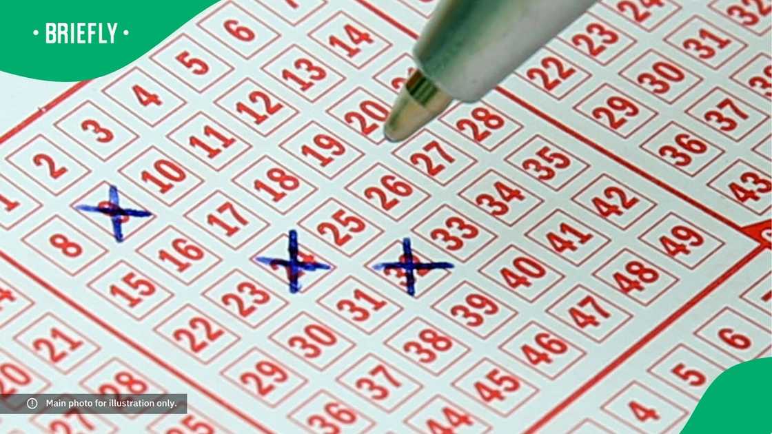 A lottery card with numbers crossed out. A lottery card with numbers crossed out.