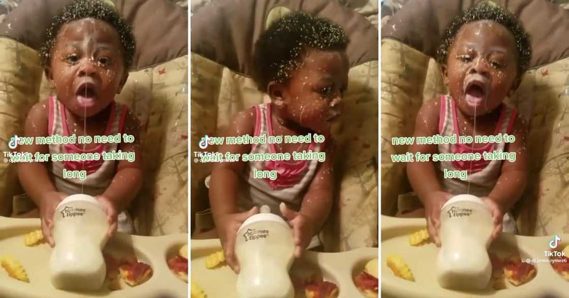 Video of sneaky baby drinking and wasting formula Video of sneaky baby drinking and wasting formula