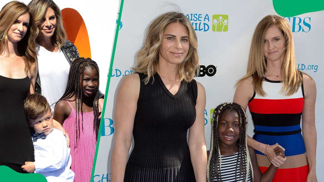 Heidi, Jillian, Phoenix and Lukensia (L-R) at the Regency Village Theatre in 2016 (L). The ex-couple with Lukensia at Jim Henson Studios in 2016 (R)