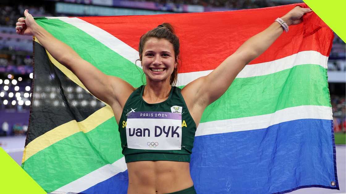 Jo-Ane van Dyk wins silver in javelin at Paris 2024.