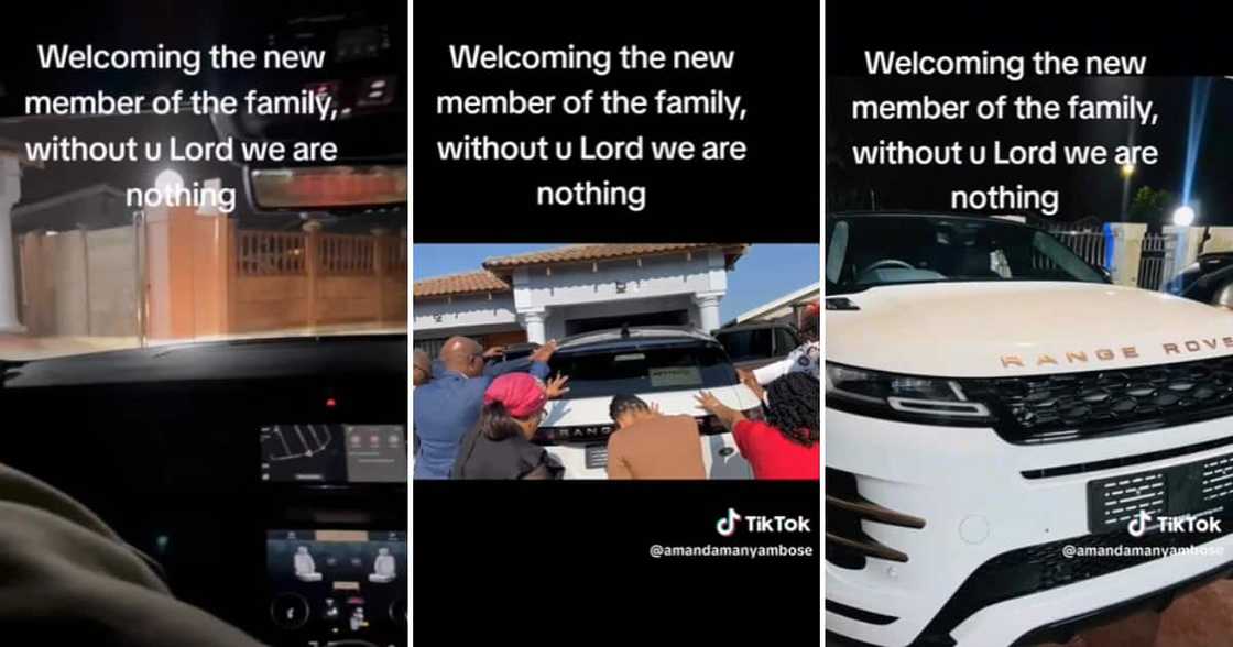 TikTok user @amandamanyambose shared a video showing the praying over the new car TikTok user @amandamanyambose shared a video showing the praying over the new car