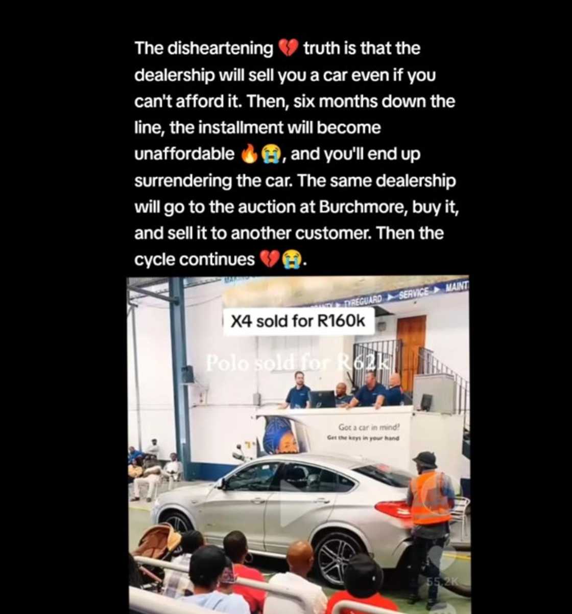 A repossessed BMW X6 was sold for R160,000 at an auction. A repossessed BMW X6 was sold for R160,000 at an auction.