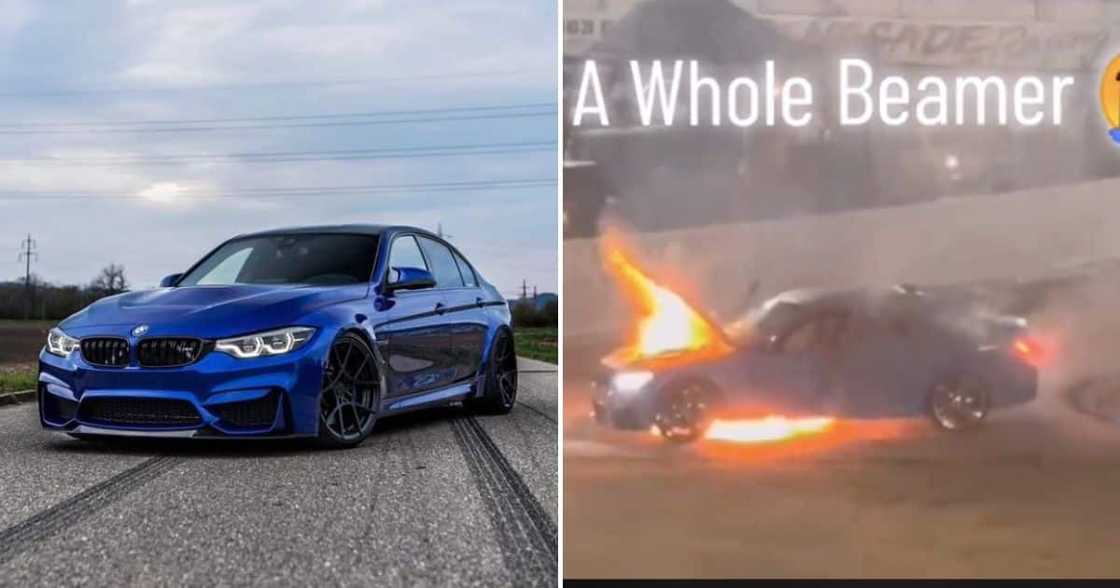 BMW M3 catches fire BMW M3 catches fire