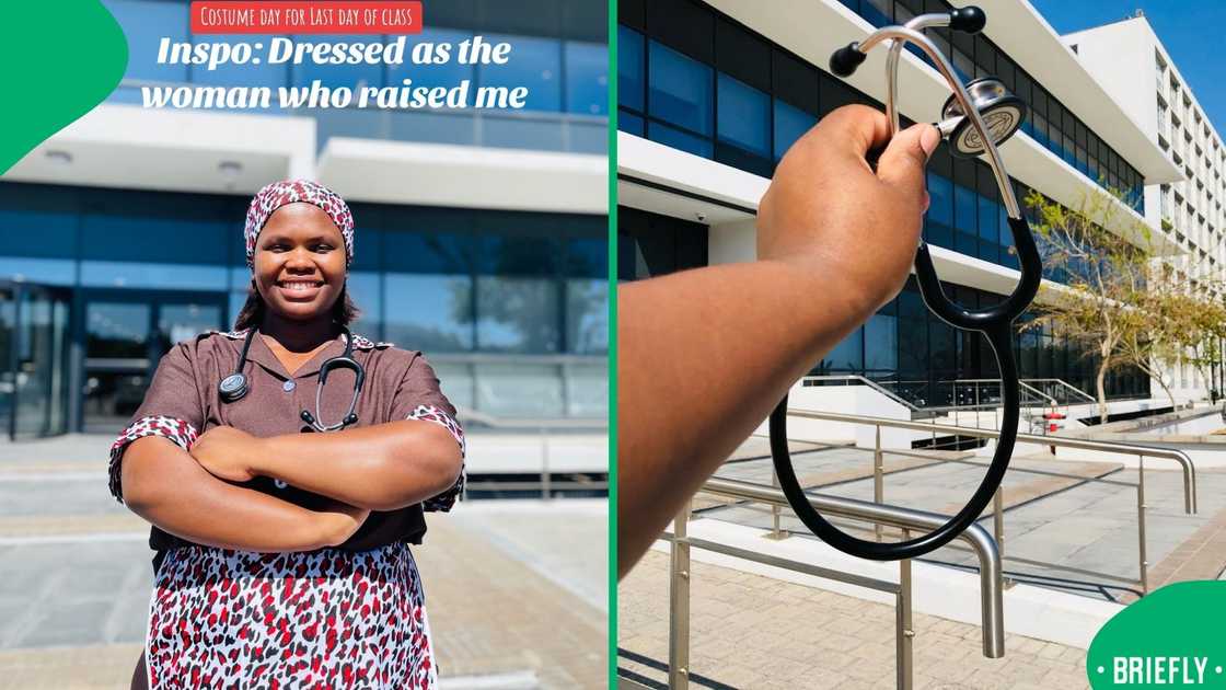 The visual on the right showed a hand holding a stethoscope