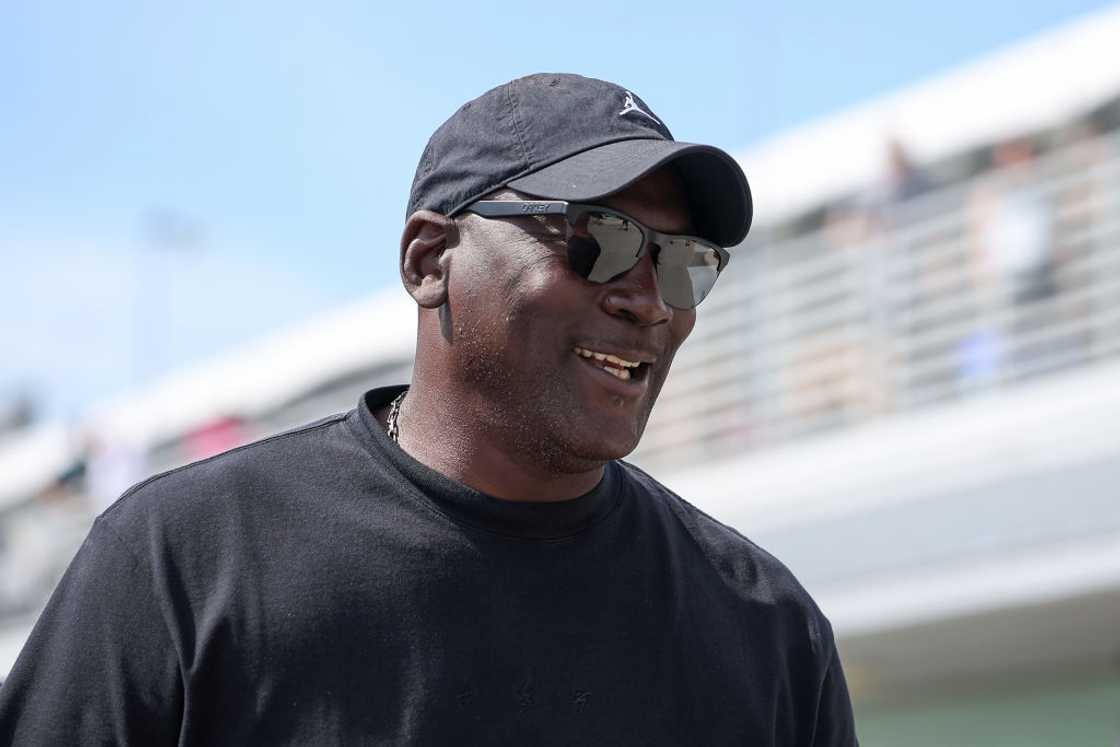Michael Jordan walks the grid prior to the NASCAR Cup Series