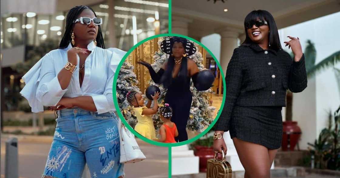 Shauwn Mkhize and her grandchildren hang up Christmas decorations. Shauwn Mkhize and her grandchildren hang up Christmas decorations.