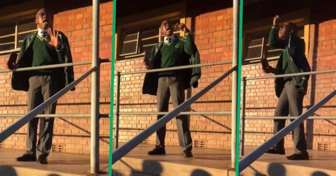 A High School boy gave a sermon during assembly A High School boy gave a sermon during assembly