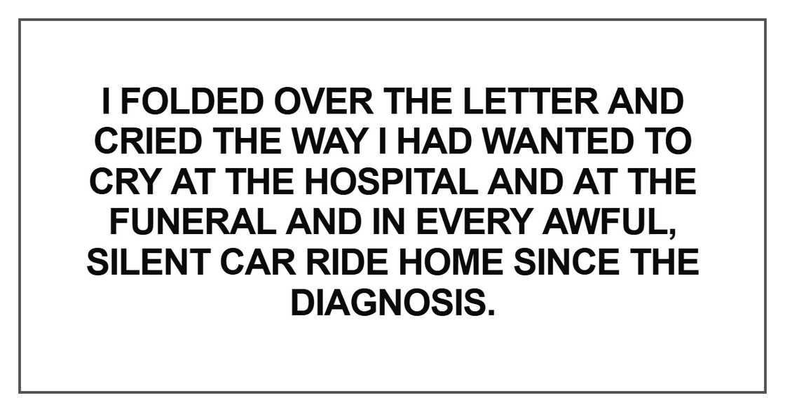 I folded over the letter and cried the way I folded over the letter and cried the way