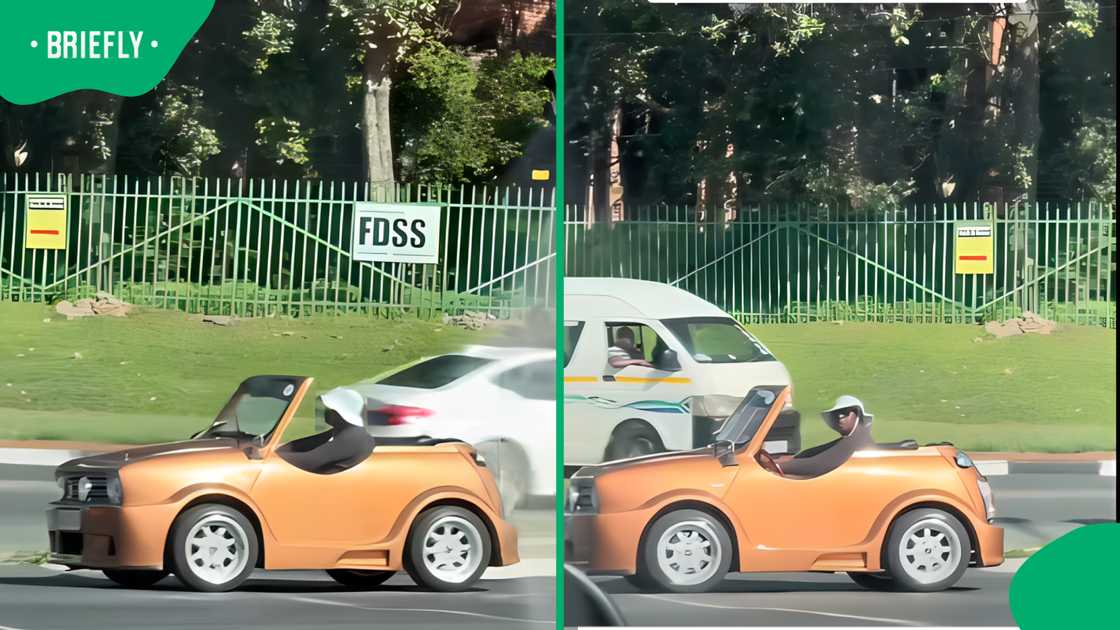 a tiny orange micro-car spotted on South African roads has gone viral a tiny orange micro-car spotted on South African roads has gone viral