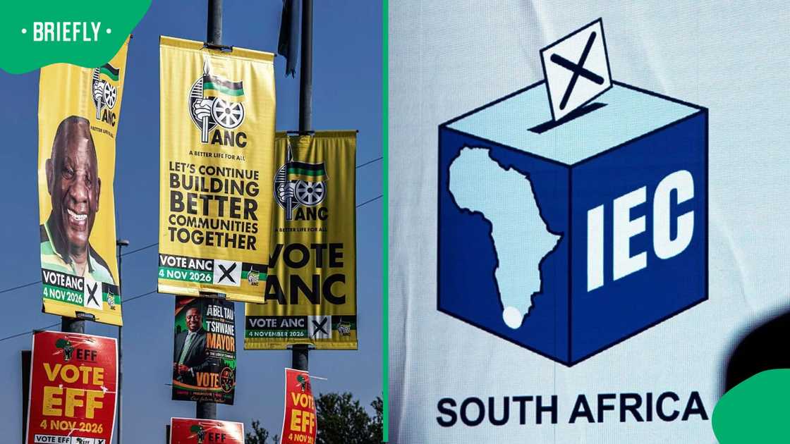 African National Congress, Economic Freedom Fighters and Active Citizens of South Africa posters for the 2026 Local Government Elections and the IEC logo