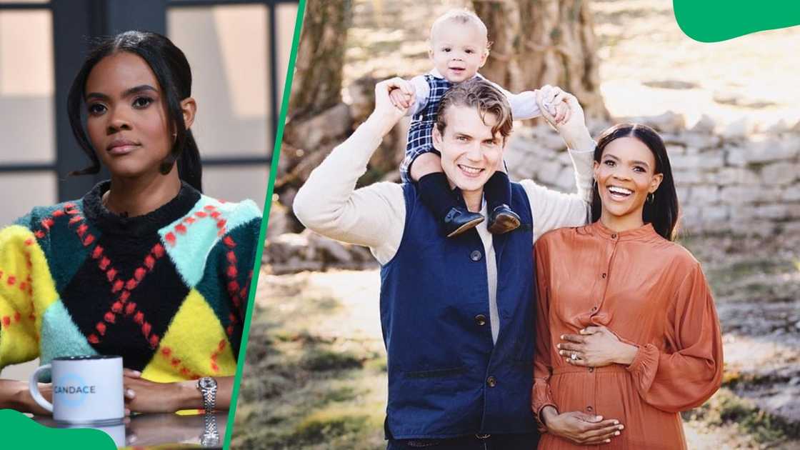 Candace Owens during a 2022 episode of Candace (L). George and Ownes having good family moments (R)