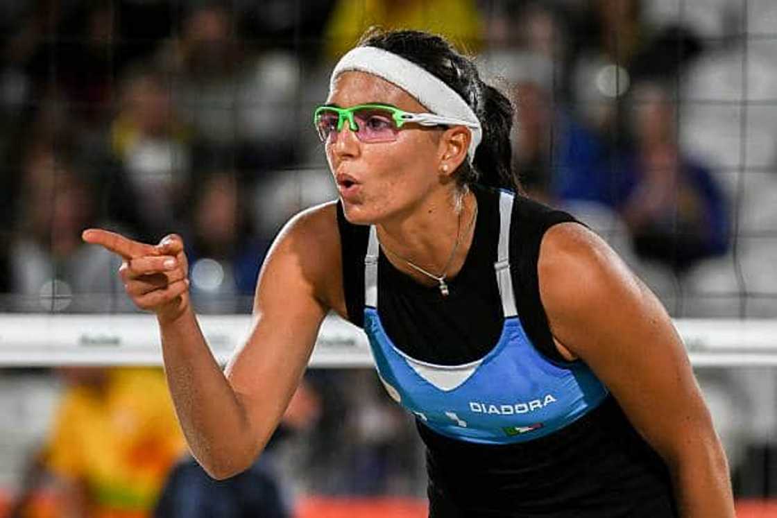 Marta Menegatti gestures during the women's beach volleyball Marta Menegatti gestures during the women's beach volleyball