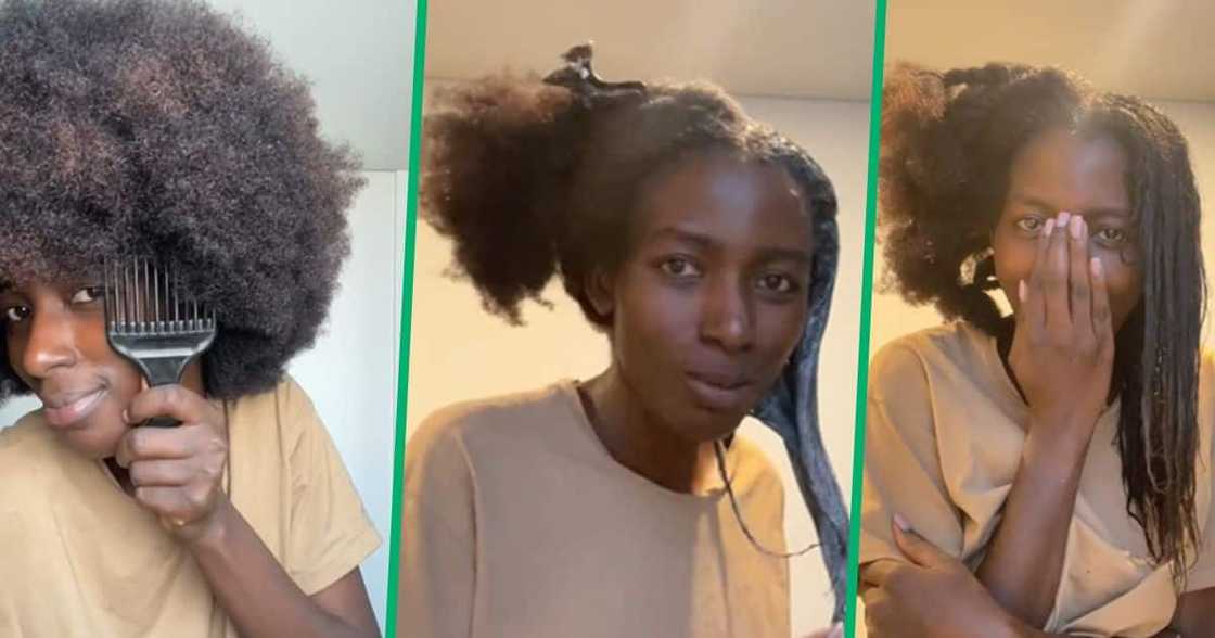 TikTok of woman relaxing hair after seven years TikTok of woman relaxing hair after seven years