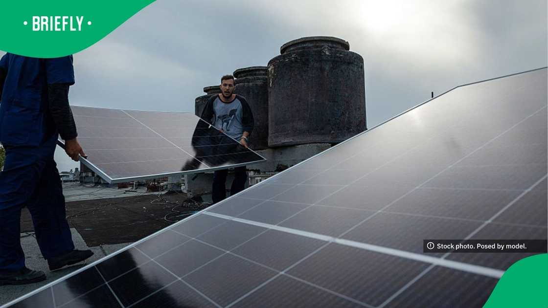 The image showed solar panels being installed at a home The image showed solar panels being installed at a home