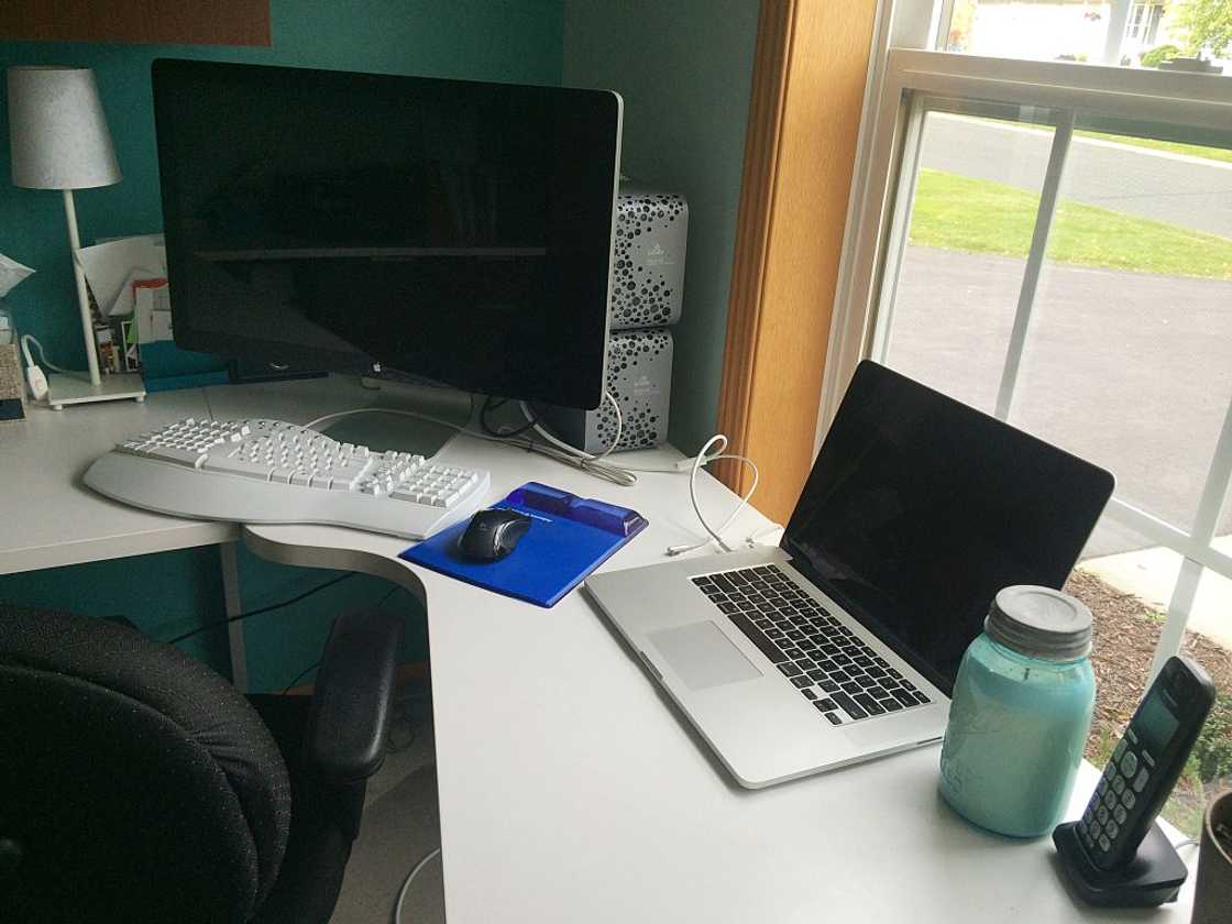 Home workspace for a remote worker. Home workspace for a remote worker.