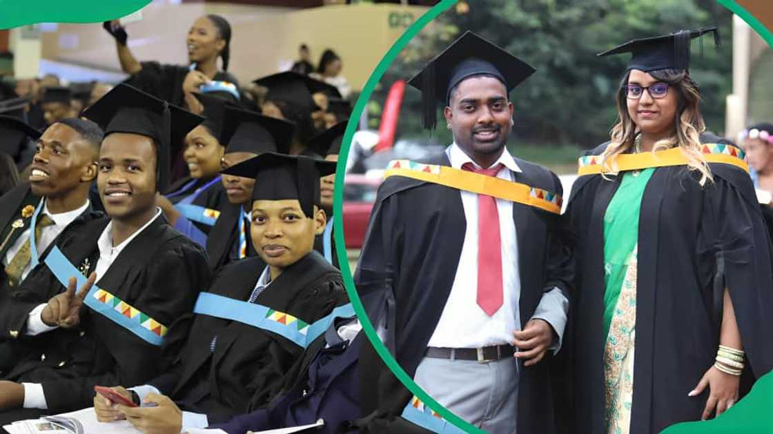 UKZN graduates in black academic dresses on their convocation day UKZN graduates in black academic dresses on their convocation day