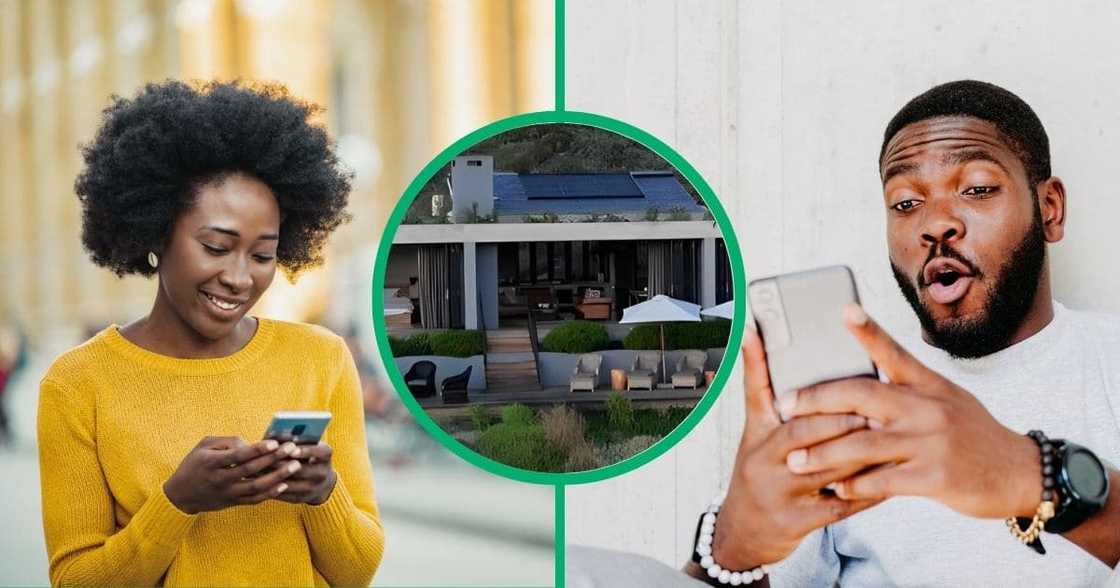 People looking at their phones with mixed reactions People looking at their phones with mixed reactions