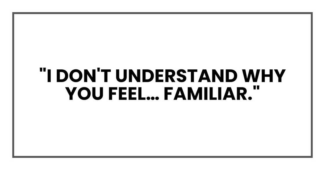 "I don't understand why you feel… familiar." "I don't understand why you feel… familiar."