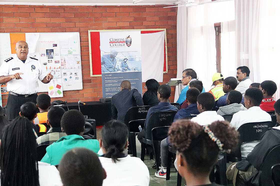 Coastal KZN TVET College students during a safety training Coastal KZN TVET College students during a safety training